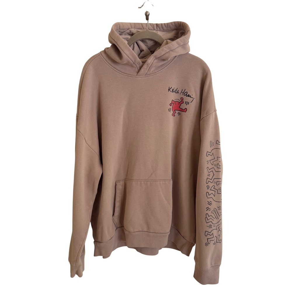 Hollister‎ Keith Haring Relaxed Fit Hoodie Mens XXL Tan New York Pop Art Graphic